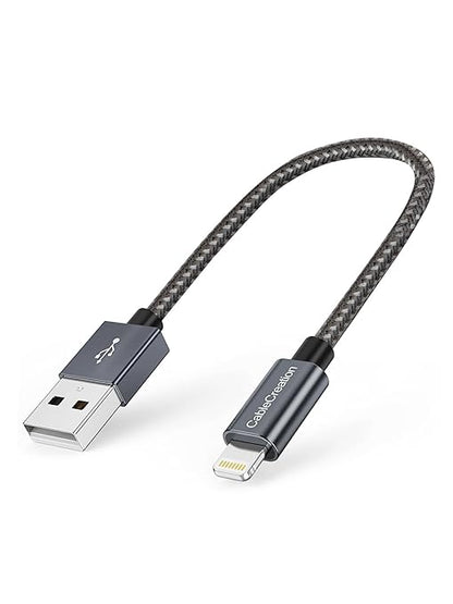 CableCreation Short iPhone Charger Cable 0.5FT/0.15m, USB A to Lightning Cable, Lightning to USB Data Sync Cord [MFi Certified] for iPhone 14/14 Pro, AirPods Pro, iPhone 13/13 Pro/12, iPad Pro, Grey