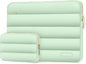 MOSISO 13.3 inch Laptop Case, 13-13.3 inch Puffy Laptop Sleeve Compatible with MacBook Air 13 13.6 M4 M3 M2 M1/Pro 13/Pro 14, HP Dell ASUS Lenovo,Polyester Horizontal Bag with Small Case, Mint Green