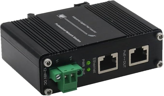xoxnikior 95W PoE++ Gigabit Injector IEEE 802.3bt 6KV Surge DIN-Rail Mount