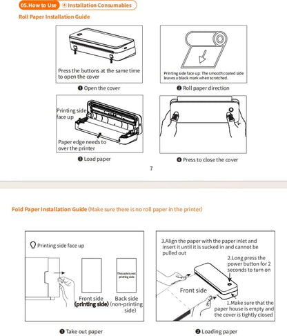 Portable Printer Wireless for Travel, Inkless Thermal Printer Supports 8.5 x 11 Inch Thermal Paper, Bluetooth Compatible with iOS, Android, Laptop Includes 2 Rolls & 10 Sheets of Paper Kit