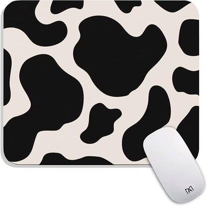 Square Mouse Pad Black Cow Print,Personalized Premium-Textured Custom Mouse Mat Design,Washable Mousepad Cloth,Non-Slip Rubber Base Computer Mouse Pads for Wireless Mouse