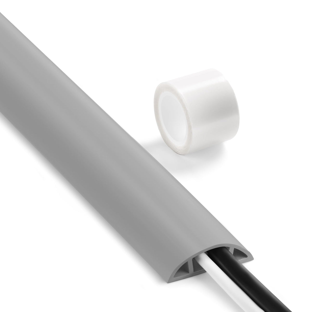 LZEOY 4ft Cord Cover for Wires on Floor, Grey Extension Cable Management, Hide Electrical Hider Protector, Cable Cavity: 0.78" W x 0.32" H