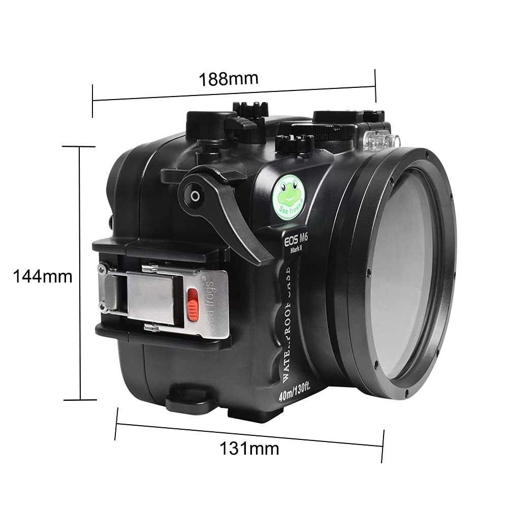 Sea frogs Underwater Camera Case Compatible with Canon EOS M6 Mark II 22MM IPX8 40m/130ft Maximum Diving Depth Waterproof Camera Housing for Diving, Surfing, Rowing, Skiing