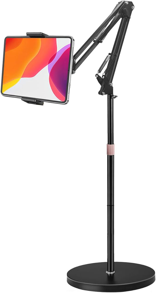 Awlbstruse Tablet Floor Stand, Overhead Bed Phone Stand with 8.8 lb Super Stable Base & Angle/Height Adjustable, Compatible with 4.5''-13'' iPhone, iPad Pro 12.9, Galaxy Tab, Kindle, Phones