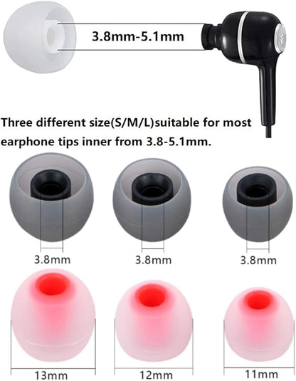Silicone Earbud Tips Earbuds Replacement Ear Tips Gels Bud for Popular in-Ear Headphones Other Inner Hole from 3.8mm - 5.1mm Earphones 9 Pairs S/M/L