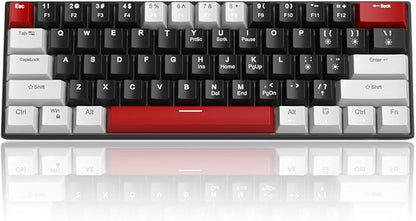 60% Mechanical Gaming Keyboard,Mixed Color Keycaps Gaming Keyboard with Linear Red Switches, Detachable Type-C Cable Mini Keyboard with Blue LED Light for PC/Laptop