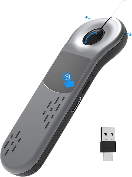 ZTYTO Air Mouse for PC/iOS/Android with Touchpad Rechargeable Wireless Presentation for PPT Pointer Bluetooth 2.4G Remote Control for PowerPoint/Keynote/Tiktok/Camera/Kindle App (Silver)