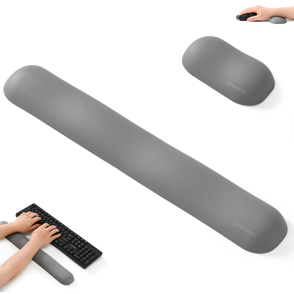 UnivoColors Design-Wave Wrist Rest, Artificial Sheepskin+Memory Foam+Ergonomic+Anti-Slip Gel, Resilience Support During Work and Gaming,Mouse Accessory,White