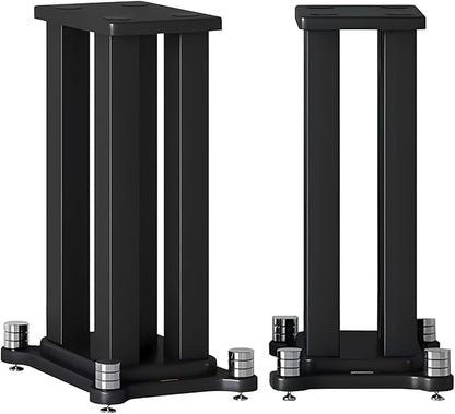 A Pair of Universal Speaker Stands, Heavy Duty Speaker Stands Holds Bookshelf Speaker Satellite Speaker Large Speaker, Vibration-Absorbing MDF Design, Holds 88lbs Speaker (Black, 70cm/27.5in)