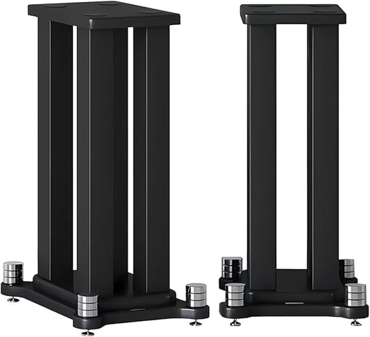 A Pair of Universal Speaker Stands, Heavy Duty Speaker Stands Holds Bookshelf Speaker Satellite Speaker Large Speaker, Vibration-Absorbing MDF Design, Holds 88lbs Speaker (Black, 70cm/27.5in)