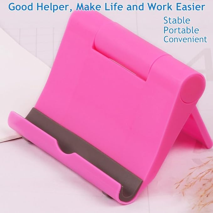 Cell Phone Stand for Desk 2 Pack Mobile Phone Holders Desktop Tablet Stand, Foldable Phone Dock Universal Adjustable Tablet Stand for Desk Compatible with Cell Phone Support (Blue+Pink)