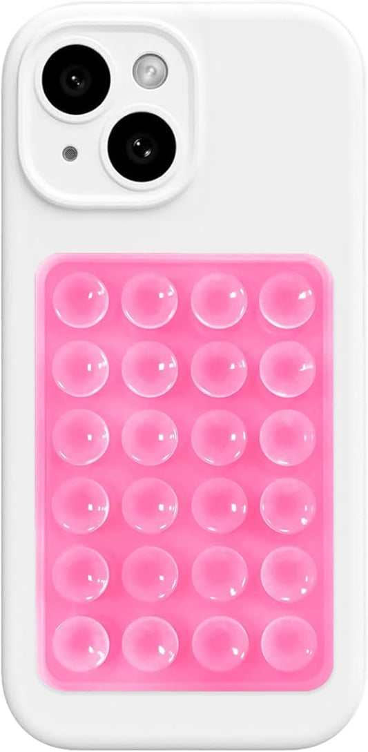 AZXYI Anteel Silicone Suction Phone Case Mount, Silicon Adhesive Suction Cup Phone Mount, Non Slip Sticky Phone Grip for Cellphone, Strong Grip Holder for Selfies and Videos (Pink)