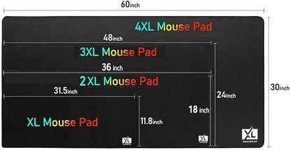 3XL Huge Mouse Pads Oversized (48''x24'') - Extra Large Gaming XXXL Mousepad for Full Desk - Super Thick Nonslip Rubber Base and Waterproof Desktop Keyboard Extended Mouse Mat (Black, XXX-Large)