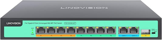 LINOVISION 8 Ports Full Gigabit PoE++ Switch, Built-in 120W Power with 4 BT 90W Ports & 4 at 30W Ports, Sufficient for All IEEE 802.3 af/at/bt Devices Including PTZ Cameras, AP, PoE Light...