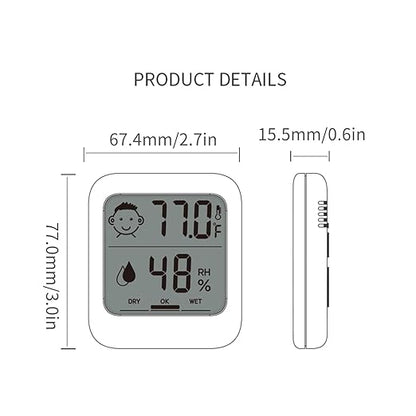 Pack of 2 Digital Thermometer and Hygrometer with Comfort Face Display, Hygrometer, Stand, Magnet, Hanging, Simple, Infectious Disease Prevention, Heat Stroke Prevention
