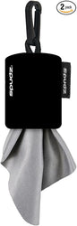 SPUDZ Ultra Microfiber Lens Cleaner – Closable Pouch, Clip-On, Washable – for Optics, Scopes, Glasses | Black, 6 x 6 Inch (2-Pack)