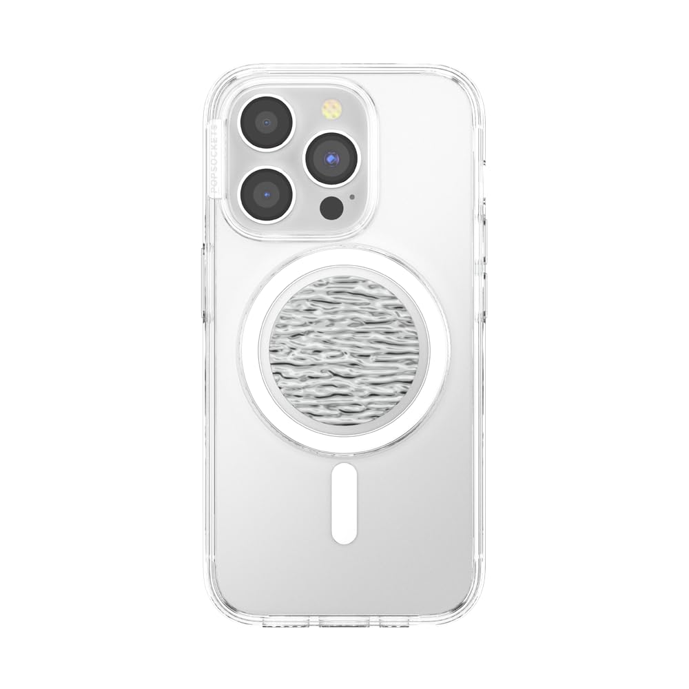 PopSockets Phone Grip for MagSafe, Magnetic Holder, Phone Stand, Silver - FATA Morgana Chrome
