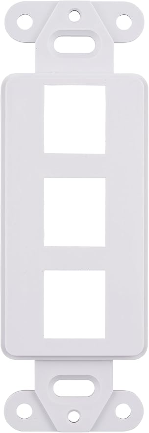 10 Pack Keystone Wall Plate 3 Port, White Decorator Insert Cover for Ethernet, HDMI, Coax, Cat6 Cat5, RJ45, Home & Office Installations