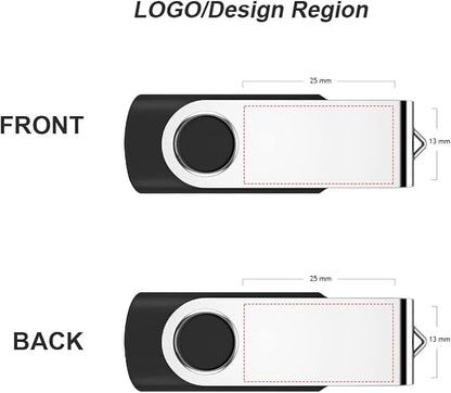 Personalized Flash Drives 2GB, Wooolken Customizable USB 2.0 Thumb Drives 10/20/50/100 Pack, Logo Memory Stick Custom Flash Drive Engraved Logo (Mixcolors)
