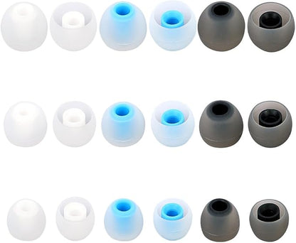 Earbud Tips Ear Bud Tips Soft Anti Slip Washable and Reusable Silicone Replacement Earbud Tips Fit Most in-Ear Earbuds(Inner Hole 3.8mm -5.1mm) 18pcs S M L
