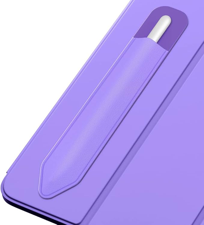MoKo Pencil Holder Sticker for Apple Pencil Pro, Apple Pencil (USB-C), Apple Pencil 1st/2nd Generation, Elastic Pencil Case, Adhesive Pouch Attached to Pen Case, Purple