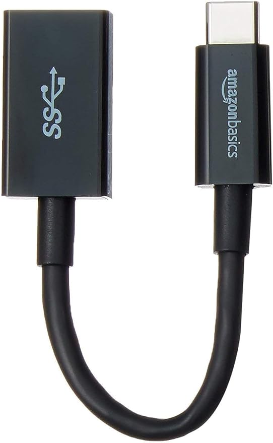 Amazon Basics USB 3.1 USB-C to USB-A Female Adapter Cable Converter, 5Gbps High-Speed, USB-IF Certified, for Laptops, Tablets, Phones (iPhone 16/15), Black
