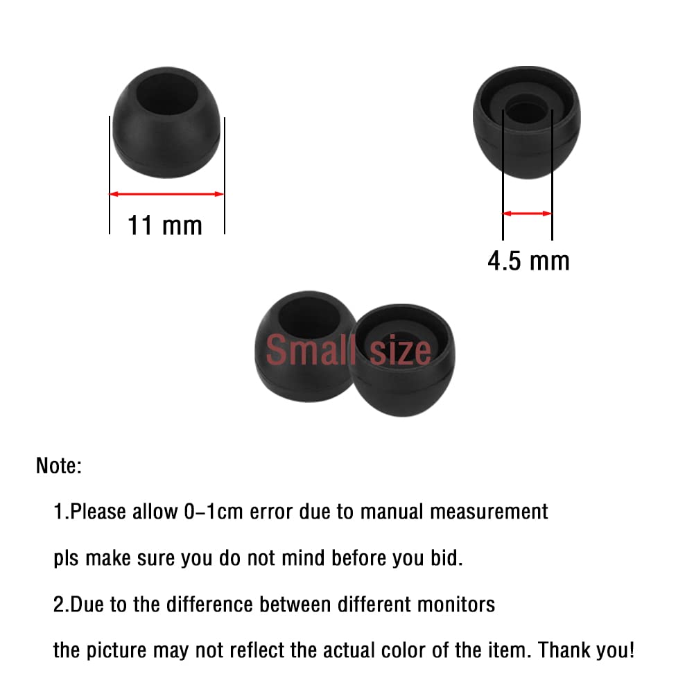 WKYMY Silicone Small Replacement Earbud Tips Eartips for In-Ear Headphones Rubber Tips Earbuds Cap 10 Pairs (Black)