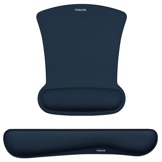 MOSISO Wrist Rest Support for Mouse Pad & Keyboard Set, Navy Blue
