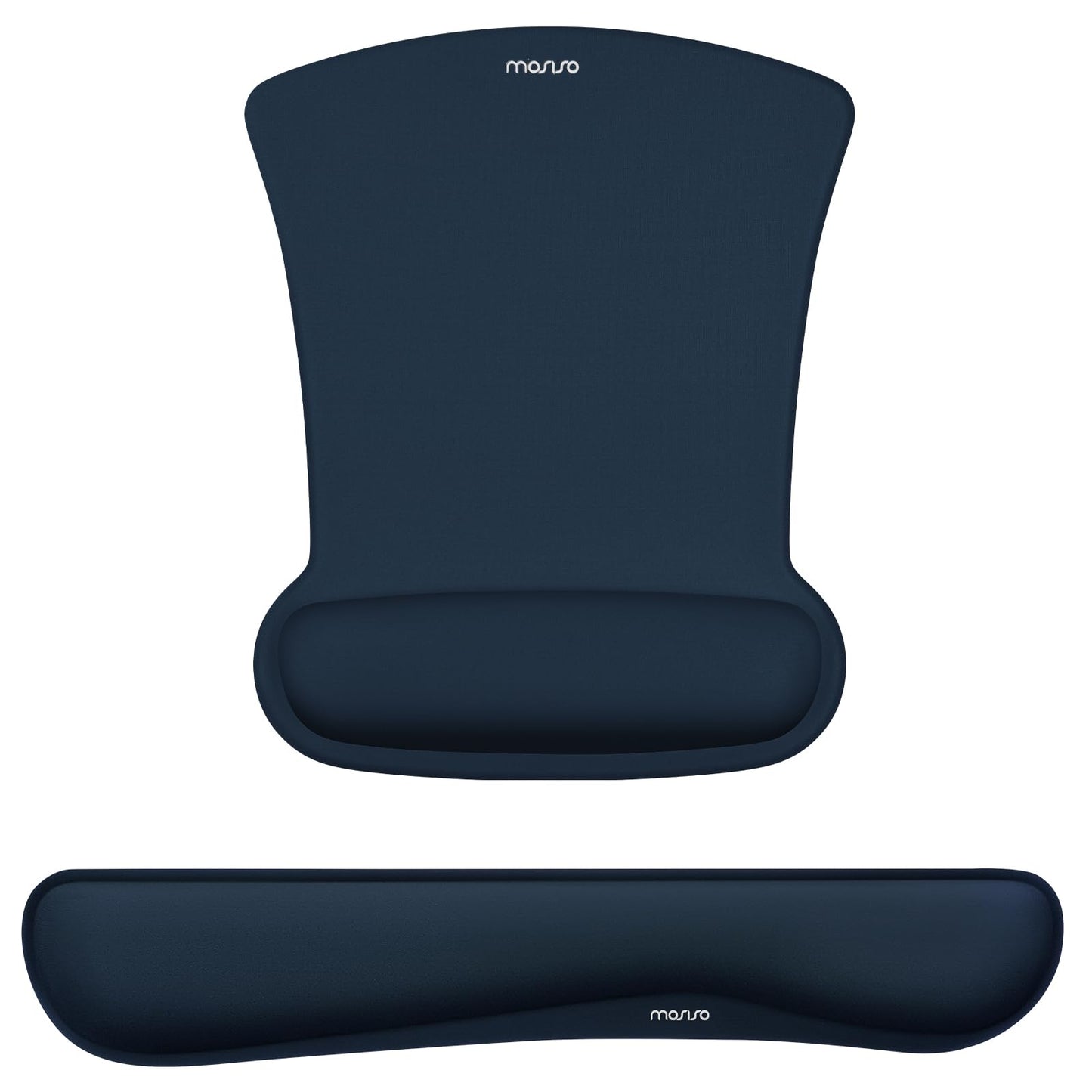 MOSISO Wrist Rest Support for Mouse Pad & Keyboard Set, Ergonomic Mousepad Non-Slip Base Home/Office Pain Relief & Easy Typing Cushion with Neoprene Cloth & Raised Memory Foam, Haze Blue