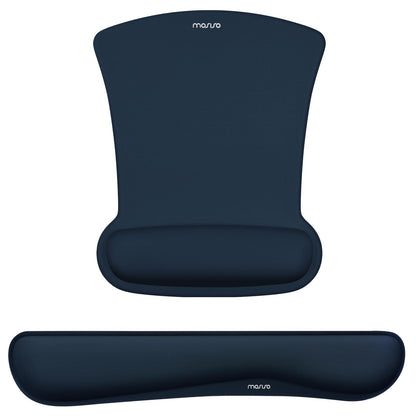 MOSISO Wrist Rest Support for Mouse Pad & Keyboard Set, Ergonomic Mousepad Non-Slip Base Home/Office Pain Relief & Easy Typing Cushion with Neoprene Cloth & Raised Memory Foam, Haze Blue