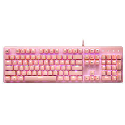 i-rocks K75M Illuminated Mechanical Keyboard, 104 Keys, PBT Keycaps, Backlit LED Light and Shortcut Keys - Programmable Light & Macro Recorder (Cherry MX Red Switch, Pink)