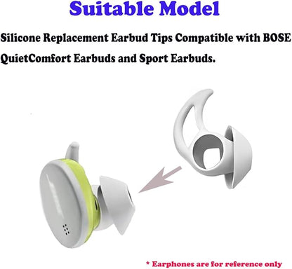 3 Pairs Earbuds Replacement Tips Large，Silver Earbud Tips ，Silicone Eartips Compatible with Bose QuietComfort and Sport Earphones