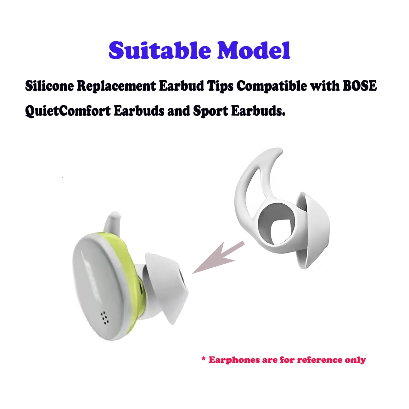 CYADCI Silicone Earbud Tips 3 Pairs Small Eartips Compatible with Bose QuietComfort Earbuds and Sport Earbuds