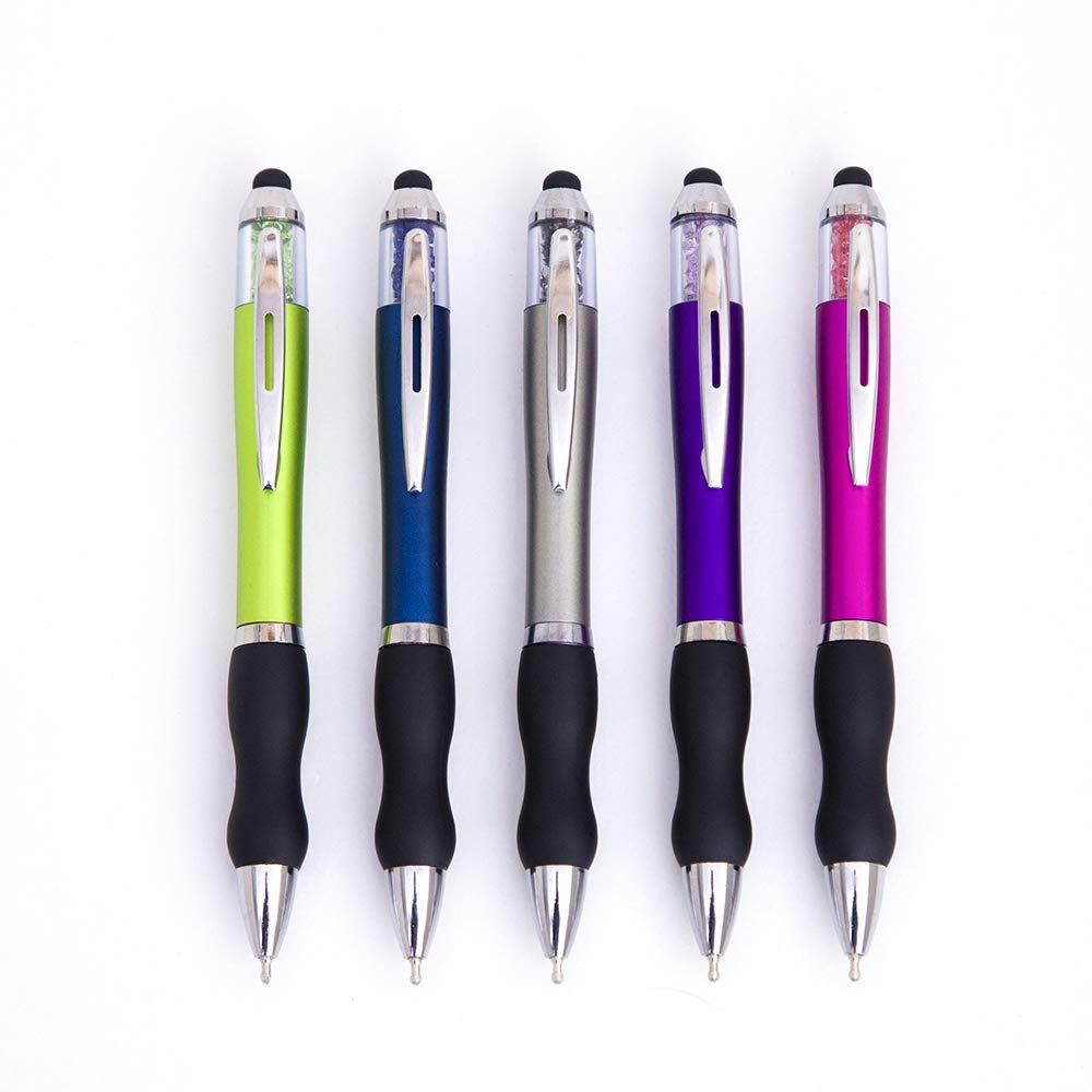 NC Stylus Pens 2-in-1 Ballpoint Pen 1.0mm Medium Point Pens with Crystals for Women Black Ink Pen with Stylus Ball Point Pen with Comfort Grip for The iPad, 10-Count
