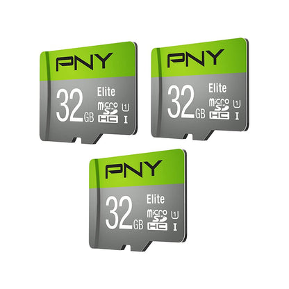 PNY 32GB Elite Class 10 U1 microSDHC Flash Memory Card - 100MB/s, Class 10, U1, Full HD, UHS-I, Micro SD (Pack of 3)