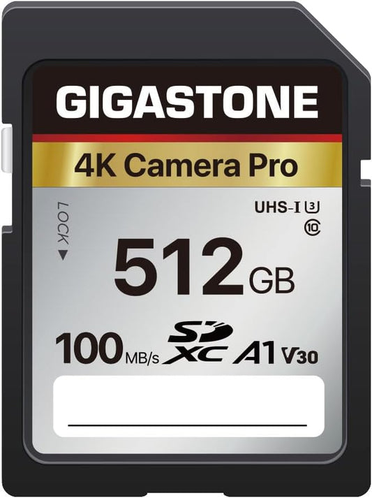 【5-Years Data Recovery】 GIGASTONE SD Card 512GB Memory Card 4K Pro Series Speed Up to 100MB/s Compatible with Digital Camera, SDXC A1 V30 UHS-I