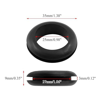 12 Pcs Rubber Grommets, 0.98" Inside Diameter 1" Drill Hole Rubber Wire Grommets O Ring Grommets for Wire, Firewall, Cables, Plugs, Automotive