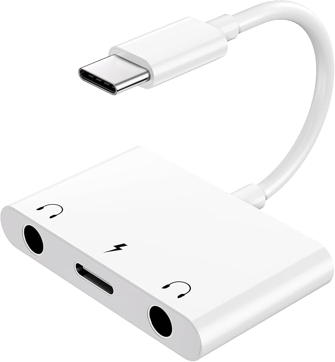 UWECAN USB C to 3.5mm Audio Adapter, 3 in 1 Aux to USB C Headphone Splitter Dual 3.5mm Audio Jack and PD 60W Fast Charging, Compatible for iPhone 15 16,Galaxy S22 S21/Note 20,Pixel 4 3 XL,Huawei,etc