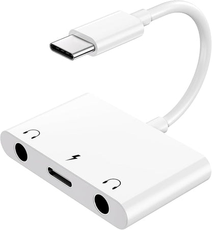 UWECAN USB C to 3.5mm Audio Adapter, 3 in 1 Aux to USB C Headphone Splitter Dual 3.5mm Audio Jack and PD 60W Fast Charging, Compatible for iPhone 15 16,Galaxy S22 S21/Note 20,Pixel 4 3 XL,Huawei,etc