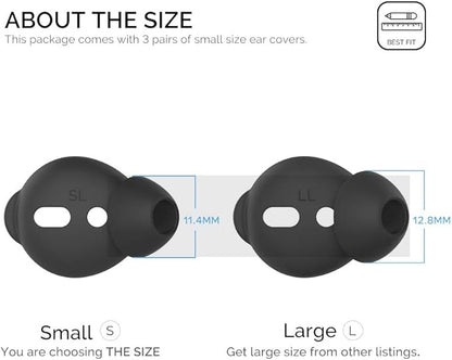 AhaStyle 3 Pairs AirPods Ear Tips Silicone Earbuds Cover [Not Fit in The Charging Case] Compatible with Apple AirPods (3 Pairs Small, Black)