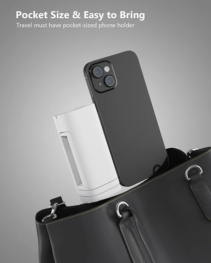 MiiKARE Airplane Travel Essentials Phone Holder, Universal Handsfree Phone Mount for Flying with 360 Degree Rotation, Accessory for Airplane, Travel Must Haves Phone Stand for Desk, White