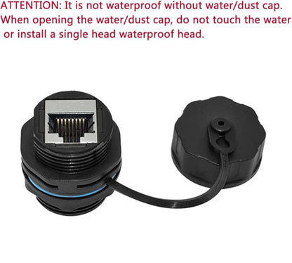 10PCS Panel Mounting Shielded CAT6 RJ45 Waterproof Connector Cat5/5e/6 8P8C Ethernet LAN Cable Coupler Double Head Adapter with Waterproof/Dust Cap