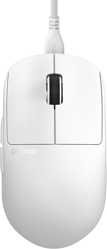 Pulsar Gaming Gears X2H Wired Gaming Mouse, Ultra Lightweight 1.8 oz (51g), Symmetrical, Optical Switch, 26000 DPI, Motion Sync, PAW3395 Sensor (Medium, Wired, White)
