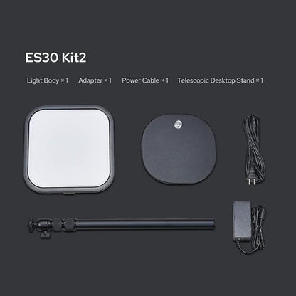 Godox ES30 Key Light, 2250Lumens Desk Light for Streaming with Extendable Desk Stand, 0-100% Brightness & 2800-6500k Color Temperature APP Control, Soft Light Panel for Streaming, Zoom Calls, YouTube