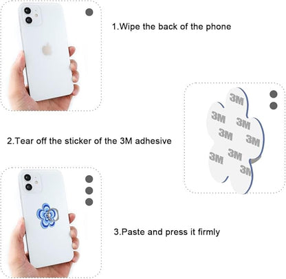 Bonoma Phone Ring Holder with Pink Blue Orange Flowers Design, 3 Pack Universal Finger Ring Stand Grip Kickstand Ring, 360° Rotation Universal Stylish Stand Compatible with All Smartphones