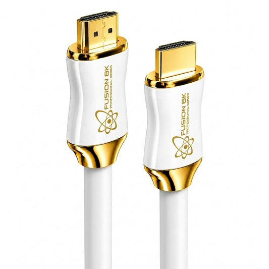 Fusion8K White HDMI 2.1 Cable 15 Feet - Certified 48Gbps 8K@60Hz 4K@120Hz 10K | HDR Dolby Vision eARC | Braided Cord for PS5 Xbox Series X Apple TV 4K
