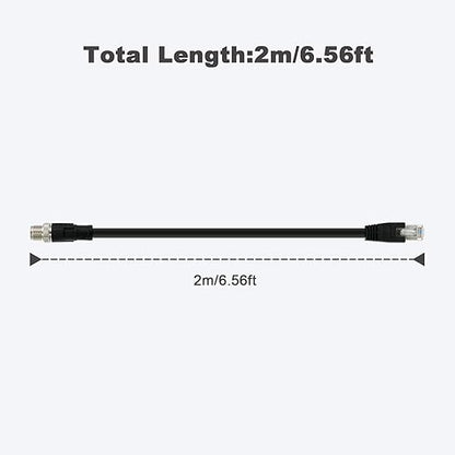 Alvin's Cables Ethernet Cable in-Sight 8200 and 8400 Series CCB-84901-2001-02 M12 X-Coded to RJ45 Industrial Camera Shielded Cord IP67 Waterproof 6.5ft/2M