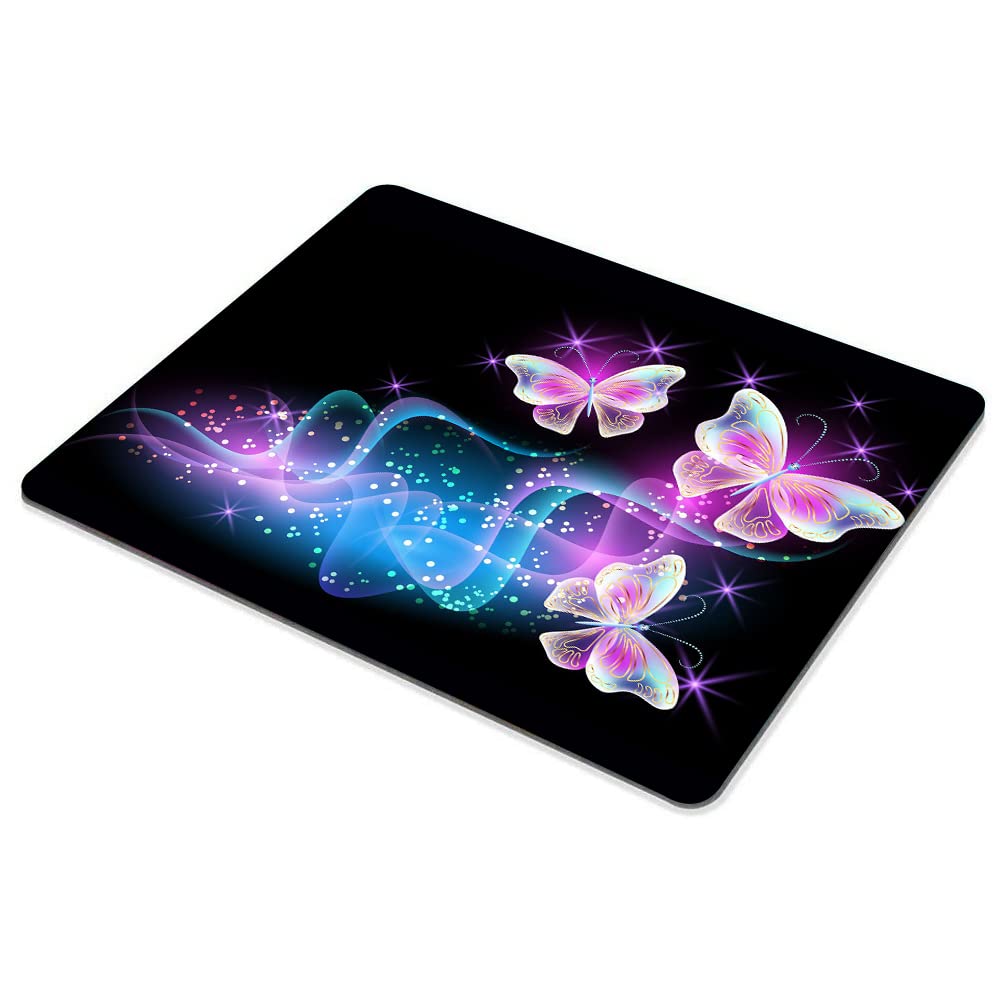 Glowing Night Pink Butterflies Mouse pad Customized Mousepad Non-Slip Rubber Base Mouse Pads for Computers Laptop Office Desk Accessories Mouse pad