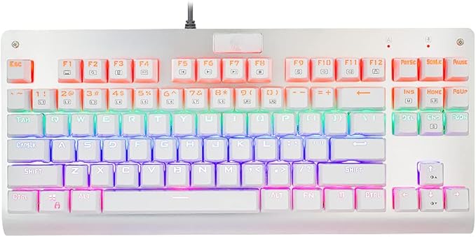 Granvela OUTEMU Brown Switches Mechanical Keyboard - 87-Key Tenkeyless | Rainbow LED Backlit | NKRO(N-Key Rollover) | Hot Swappable | Tenkeyless |Aluminium Panel -White