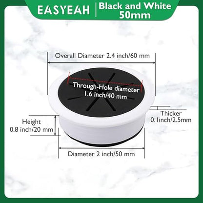 5 Pcs Desk Grommet 2" / 50 mm, Desk Hole Cover for Cables Black and White, Cable Grommet ABS Plastic, Desk Hole Grommet for Home & Office Pc, Detachable Cable Cord Organizer